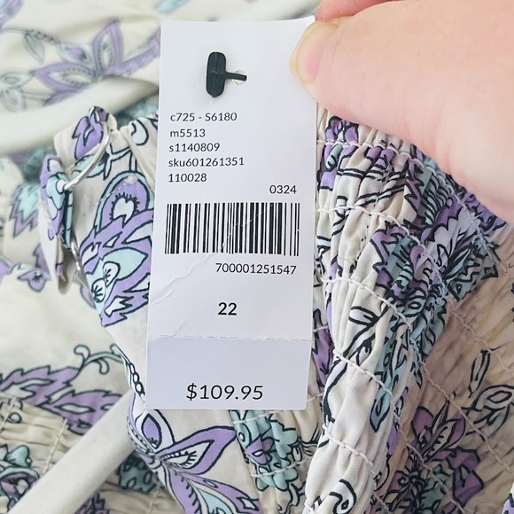 NEW Lane Bryant Smocked Floral Print Maxi Dress Boho Cottagecore Resort Size 22 - Picture 10 of 14